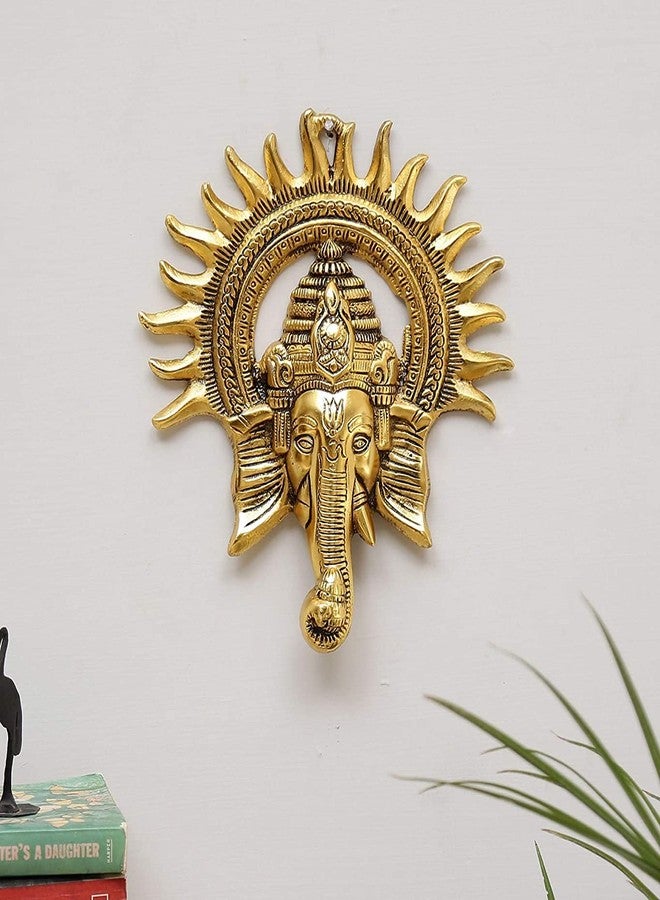 CHHARIYA CRAFTS Metal Ganesh Wall Hanging for Wall Decor Festival Home Decor Pooja Room Temple Gift for Family,Friends, Housewarming Showpieces- 22 cm (Golden) - Image 1